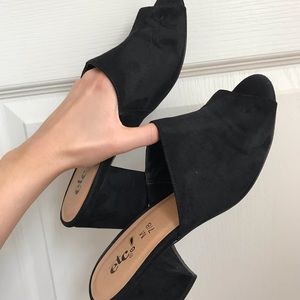 Black Suede Mules